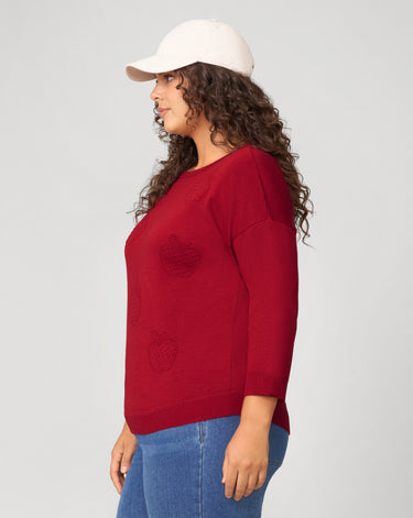 Apple Drop Shoulder Tunic Sweater