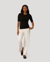 Elbow Sleeve Pick Stitch Trim Sweater