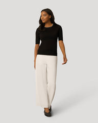 Elbow Sleeve Pick Stitch Trim Sweater