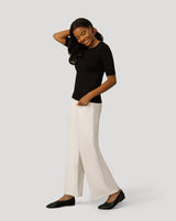 Elbow Sleeve Pick Stitch Trim Sweater