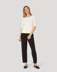 Elbow Sleeve Pick Stitch Trim Sweater