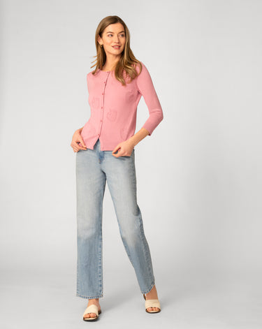 Strawberry Stitch Button Cardigan