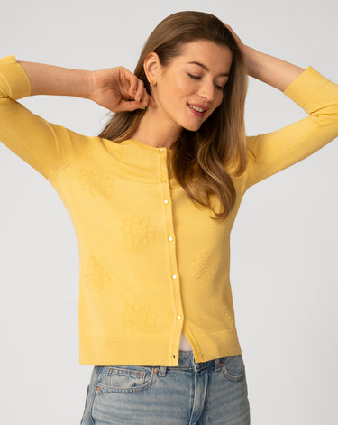 Sunflower Stitch Button Cardigan