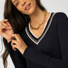 Varsity Trim V-Neck Sweater