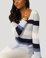 Texture Stripe V-Neck Sweater