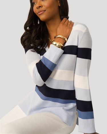 Texture Stripe V-Neck Sweater