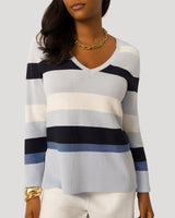 Texture Stripe V-Neck Sweater