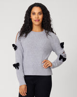 Cutout Sweater with Velvet Bow Accents
