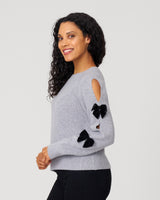 Cutout Sweater with Velvet Bow Accents