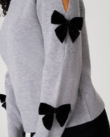 Cutout Sweater with Velvet Bow Accents