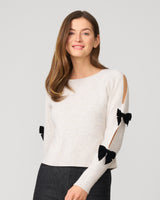 Cutout Sweater with Velvet Bow Accents