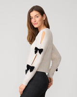 Cutout Sweater with Velvet Bow Accents