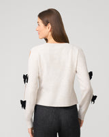 Cutout Sweater with Velvet Bow Accents