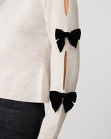 Cutout Sweater with Velvet Bow Accents