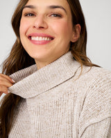 Cozy Relaxed Turtleneck Sweater with Soft Heathered Texture