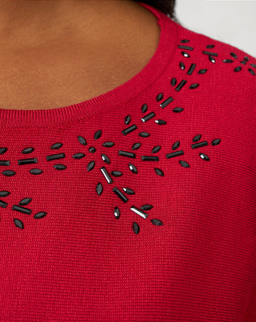 Floral Hotfix Dolman Sweater