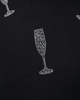 Champagne Flute Sweater with Hotfix Embellishments