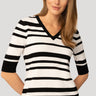 V-Neck Texture Stripe Sweater