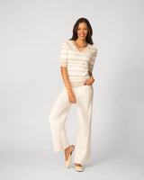 V-Neck Texture Stripe Sweater