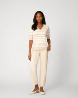 V-Neck Texture Stripe Sweater