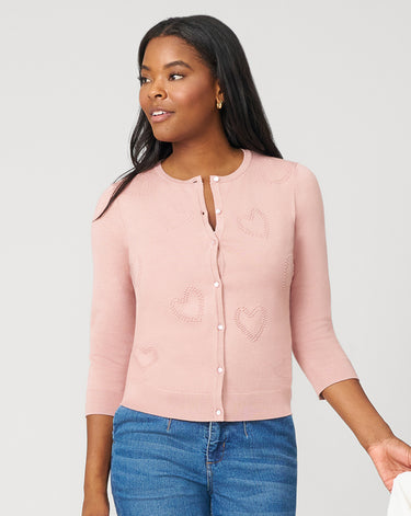Textured Heart Knit Cardigan