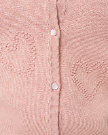 Textured Heart Knit Cardigan