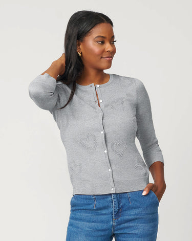 Textured Heart Knit Cardigan