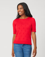 Textured Heart Elbow Sleeve Sweater