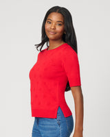 Textured Heart Elbow Sleeve Sweater