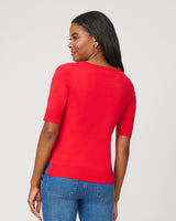 Textured Heart Elbow Sleeve Sweater