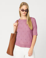 Textured Heart Elbow Sleeve Sweater