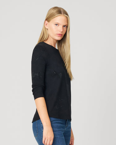 Textured Heart & Bow Knit Top