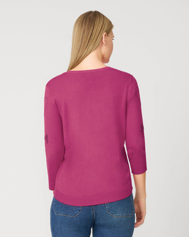 Textured Heart & Bow Knit Top