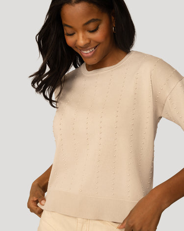 Textured Short Sleeve Sweater