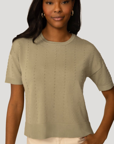 Textured Short Sleeve Sweater