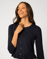 Ruffle Hem Button Cardigan