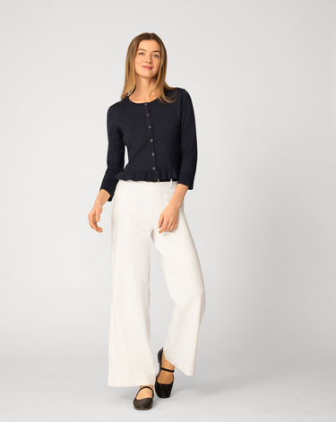 Ruffle Hem Button Cardigan