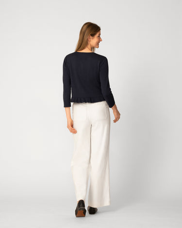 Ruffle Hem Button Cardigan