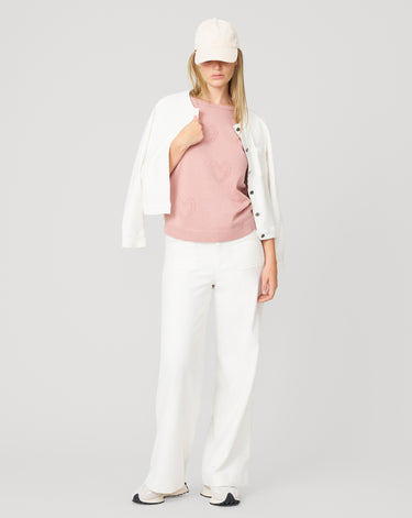 Textured Heart & Bow Crewneck Sweater