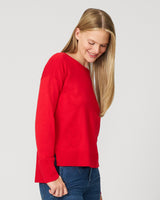 Textured Heart & Bow Crewneck Sweater