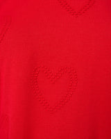 Textured Heart & Bow Crewneck Sweater