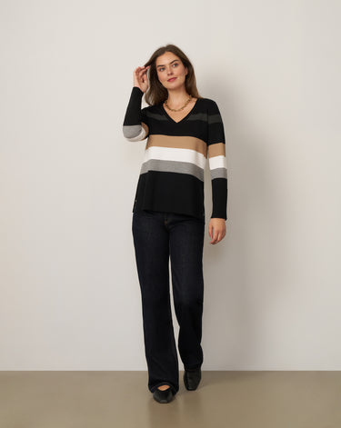 Striped V-Neck Sweater