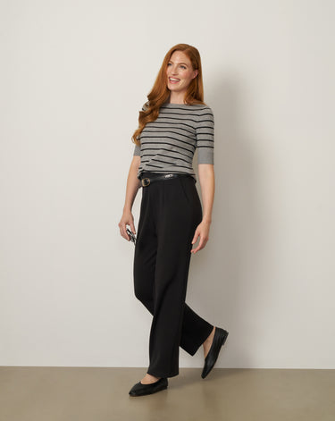Stripe Ballet Neck Sweater