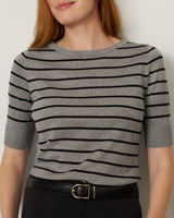 Stripe Ballet Neck Sweater
