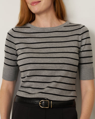 Stripe Ballet Neck Sweater