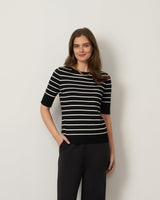 Stripe Ballet Neck Sweater