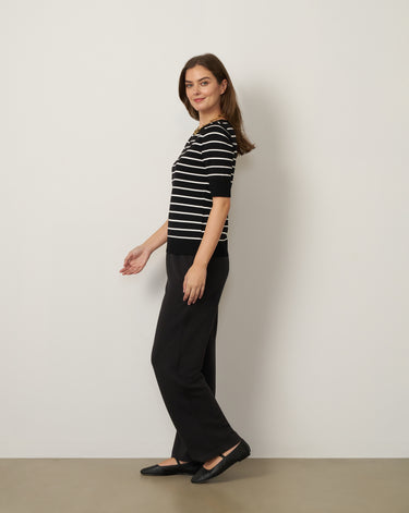 Stripe Ballet Neck Sweater