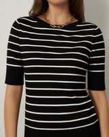 Stripe Ballet Neck Sweater
