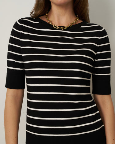 Stripe Ballet Neck Sweater