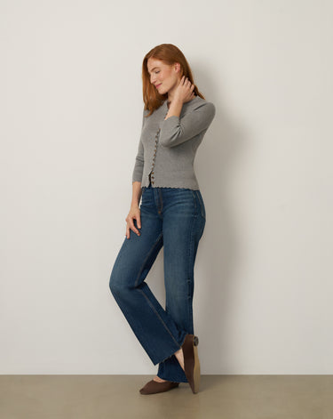 Scalloped Rib Trim Cardigan